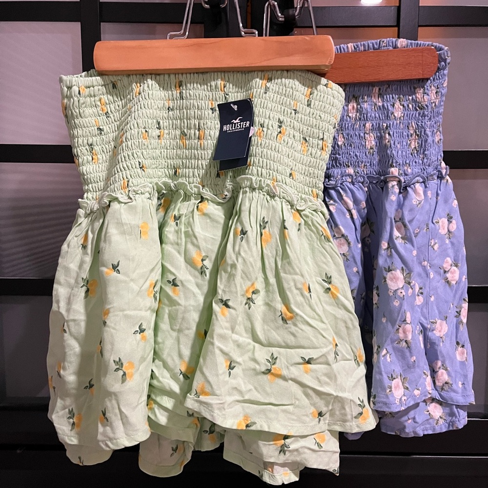Hollister Skirts - Green Tiered Skort & Blue Tiered Skort with Ruffled Design